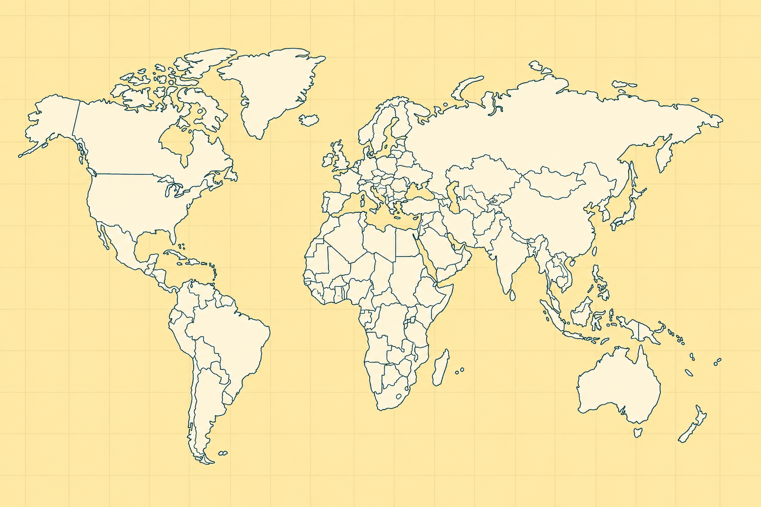 World map with no markets highlighted yet